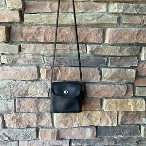 Vintage Coach Black Leather  Tango Flap Crossbody Bag